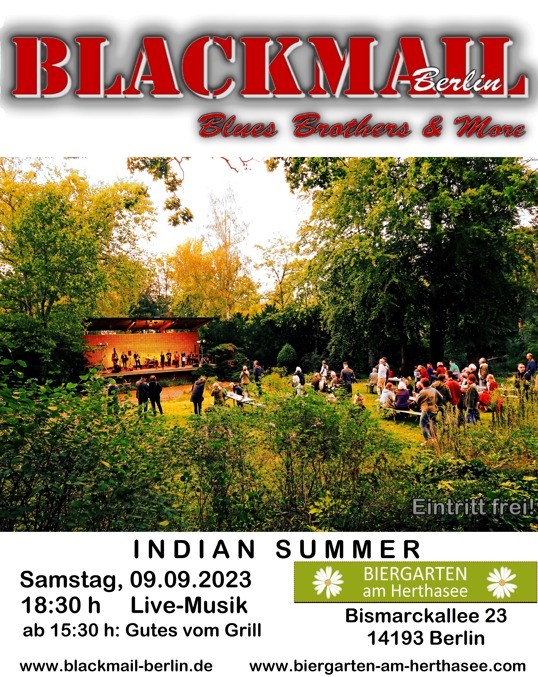 Live Konzert von Blackmail am 09.09. im Biergarten am Herthasee.